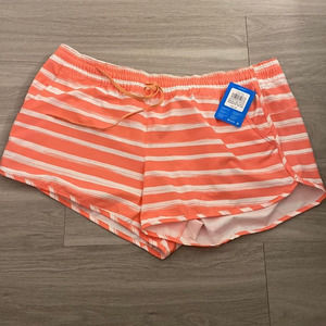 Columbia Coral and White Striped Athletic Shorts